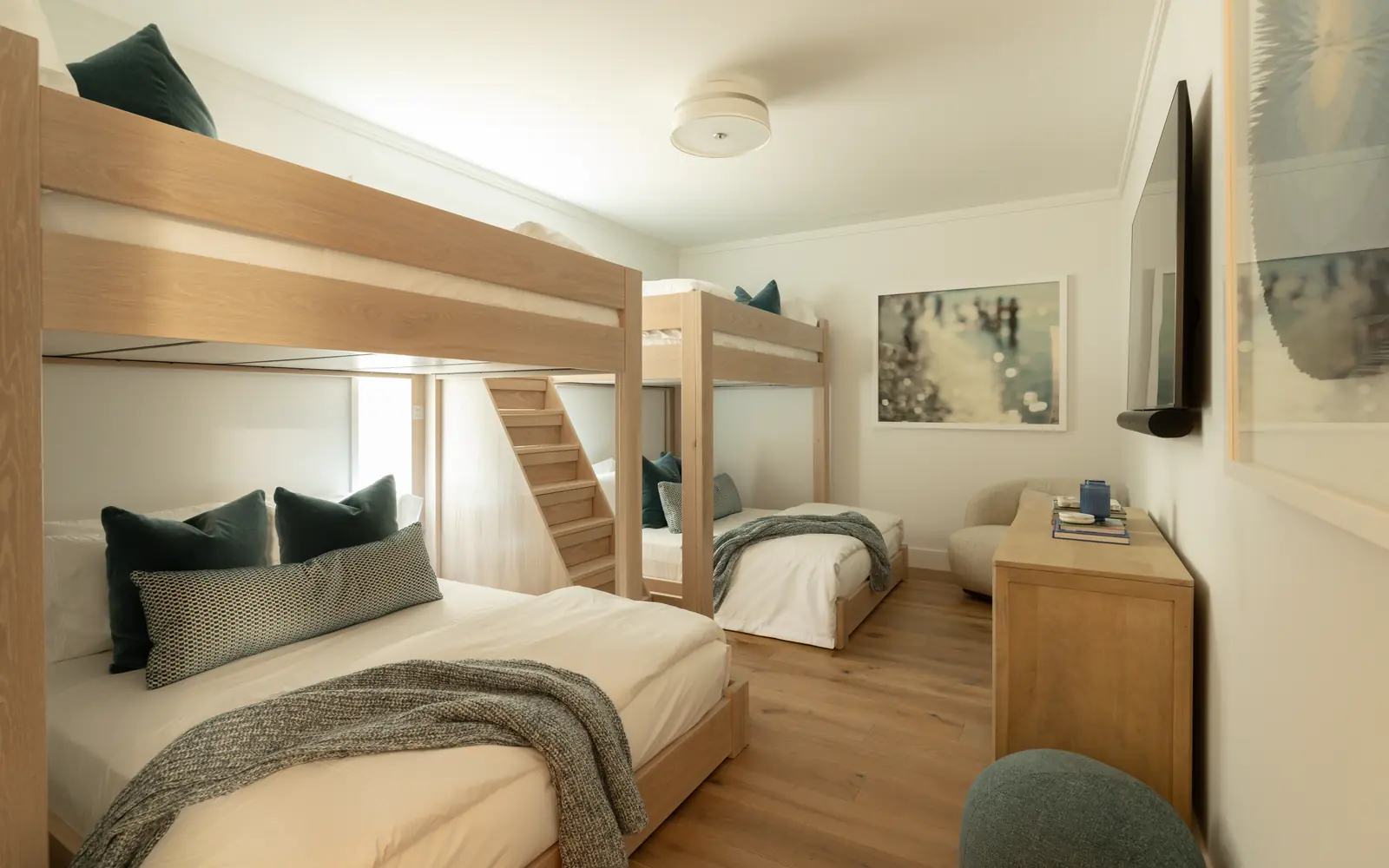 Bunk room with built-in beds